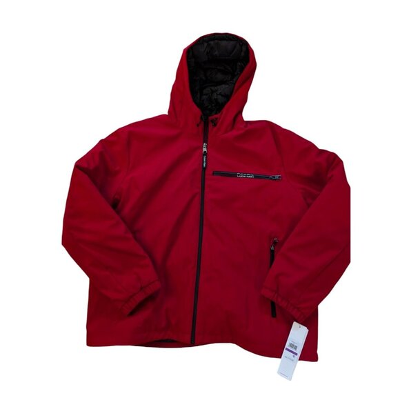 NEW Calvin Klein Hooded Red Soft Shell Winter Jacket Mens XXL Water-Resistant W - Picture 8 of 13